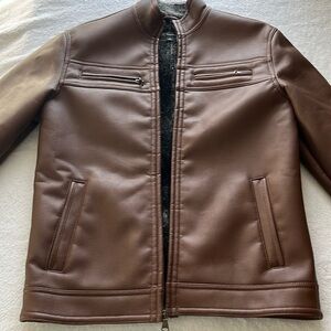 Lined Faux Leather Jacket